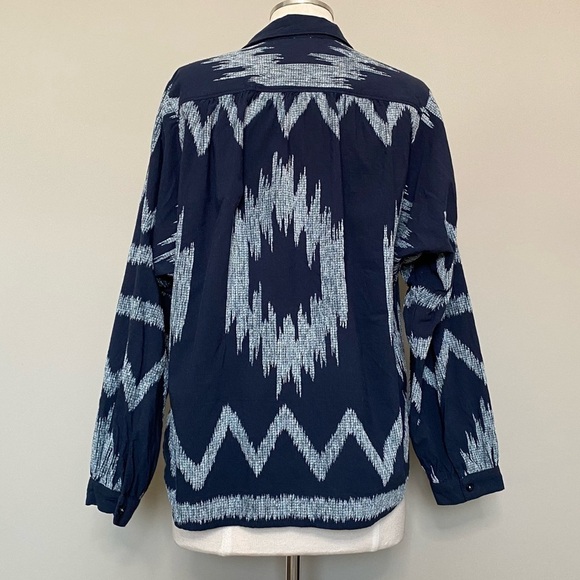 Anthropologie Pilcro The Romy Oversized Button Down Navy Western Aztec Top, Sm - Picture 9 of 16